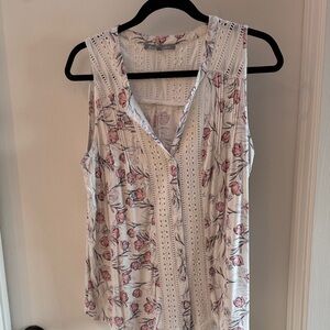 Daniel Rainn White and Pink Floral Blouse